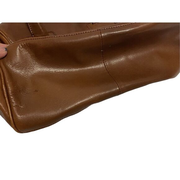 Halogen Brown Black Leather ‎ Tote Bag Handbag Purse Satchel - Picture 7 of 12